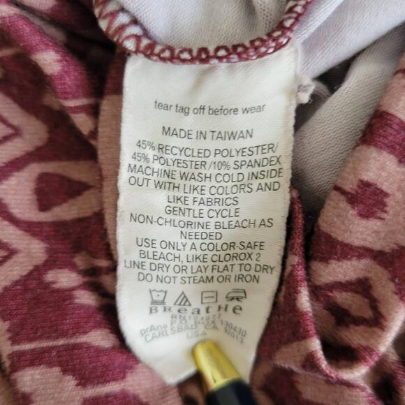 PrAna Faux Wrap Dress Ikat Print Purple Twist Front 3/4 Sleeves Women Medium - Picture 10 of 10